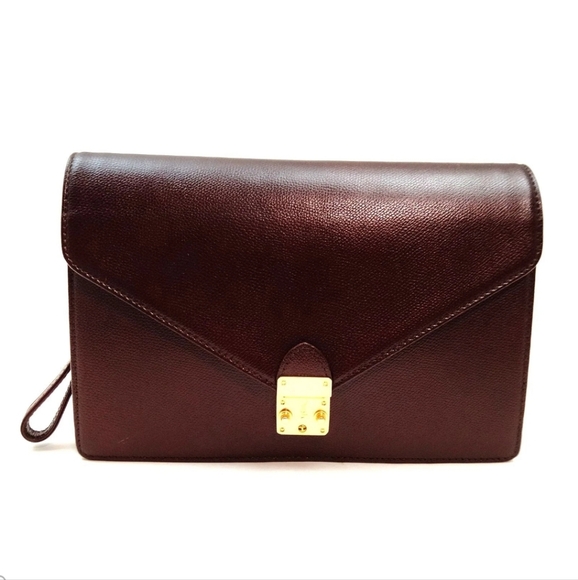 Yves Saint Laurent Clutch Bordeaux Leather/W Key/leather Holder & Strap Crossbod - Picture 3 of 11
